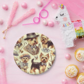 ヴィンテージヨークシャーテリアシームレス ペーパープレート (パーティー)