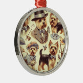 ヴィンテージヨークシャーテリアシームレス メタルオーナメント (右)