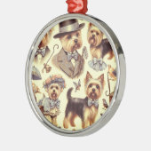 ヴィンテージヨークシャーテリアシームレス メタルオーナメント (左)