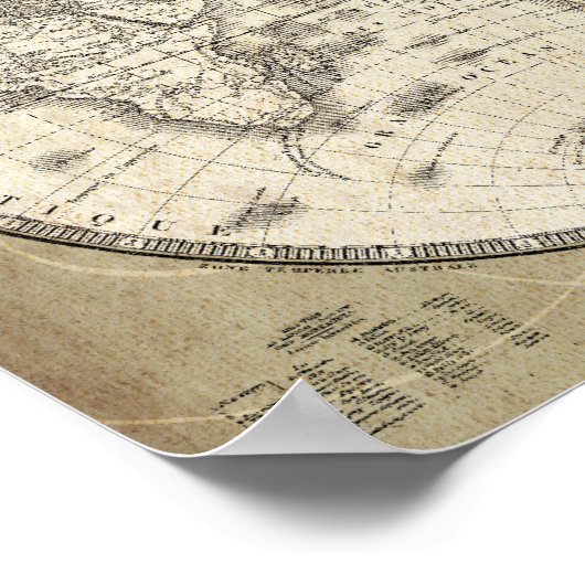 ヴィンテージヨーロッパとアジアの地図 ポスター (角)