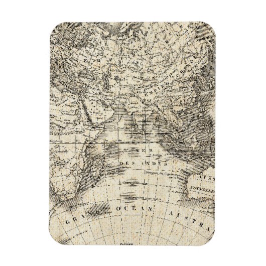 ヴィンテージヨーロッパとアジアの地図 マグネット (縦)