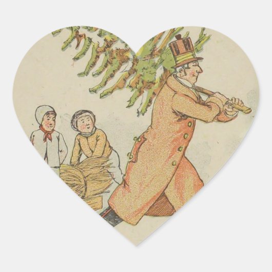 ヴィンテージヨーロッパのクリスマスツリーのシール ハートシール (正面)