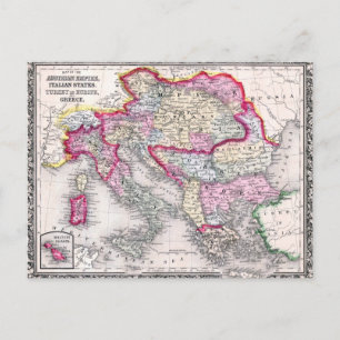 ヴィンテージヨーロッパの地図オーストリアItaly Turkey Greece ポストカード