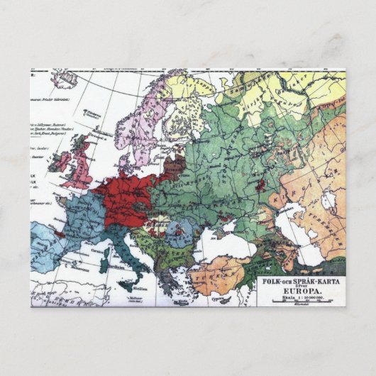 ヴィンテージヨーロッパの地図1876 ポストカード (正面)