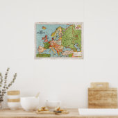 ヴィンテージヨーロッパの地図 ポスター (キッチン)