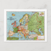 ヴィンテージヨーロッパの地図 ポストカード (正面)