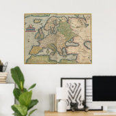 ヴィンテージヨーロッパの地図(1570年) ポスター (ホームオフィス)