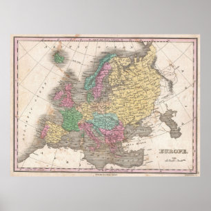 ヴィンテージヨーロッパの地図(1827年) ポスター