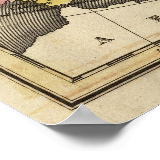 ヴィンテージヨーロッパの地図(1842年) ポスター (角)