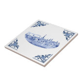 ヴィンテージヨーロッパタウンデルフトブルー&ホワイト タイル (側面)