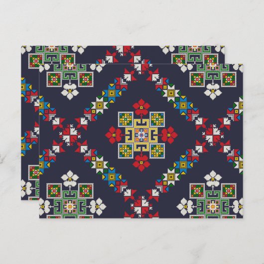 ヴィンテージヨーロッパフォークアート刺繍模様 ポストカード (正面/裏面)