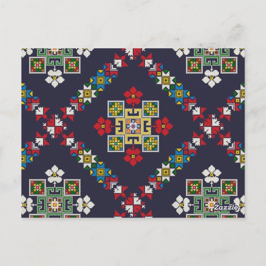 ヴィンテージヨーロッパフォークアート刺繍模様 ポストカード (裏面)