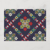 ヴィンテージヨーロッパフォークアート刺繍模様 ポストカード (正面)