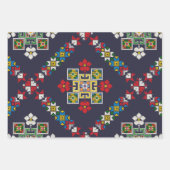 ヴィンテージヨーロッパフォークアート刺繍模様 ラッピングペーパーシート (正面2)