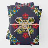 ヴィンテージヨーロッパフォークアート刺繍模様 ラッピングペーパーシート (インサイチュ)