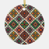 ヴィンテージヨーロッパ刺繍抽象芸術模様 セラミックオーナメント (正面)