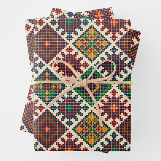 ヴィンテージヨーロッパ刺繍抽象芸術模様 ラッピングペーパーシート (インサイチュ)