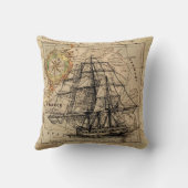 ヴィンテージヨーロッパ古航法航海の地図 クッション (裏面)