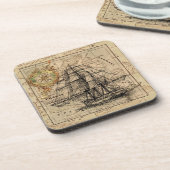 ヴィンテージヨーロッパ古航法航海の地図 コースター (左側)