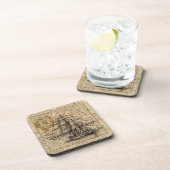 ヴィンテージヨーロッパ古航法航海の地図 コースター (右側)