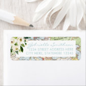 ヴィンテージヨーロッパ地図フローラブルーグリーンリターンアドレス ラベル (インサイチュ)