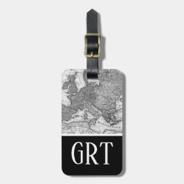 ヴィンテージヨーロッパ地図、アンティーク白黒の地図 ラゲッジタグ