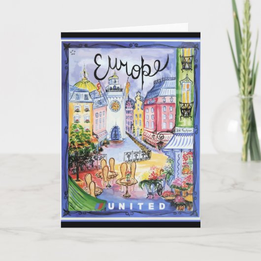ヴィンテージヨーロッパ旅行ポスター、 カード (正面)