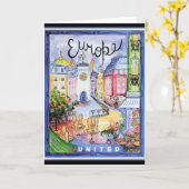 ヴィンテージヨーロッパ旅行ポスター、 カード (黄色い花)