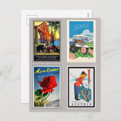 ヴィンテージヨーロッパ旅行ポスター シーズンポストカード (正面/裏面)