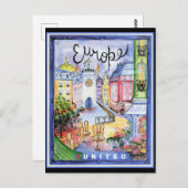 ヴィンテージヨーロッパ旅行ポスター、 ポストカード (正面/裏面)