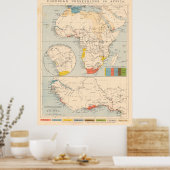 ヴィンテージヨーロッパ植民地アフリカ地図（1884年） ポスター (キッチン)