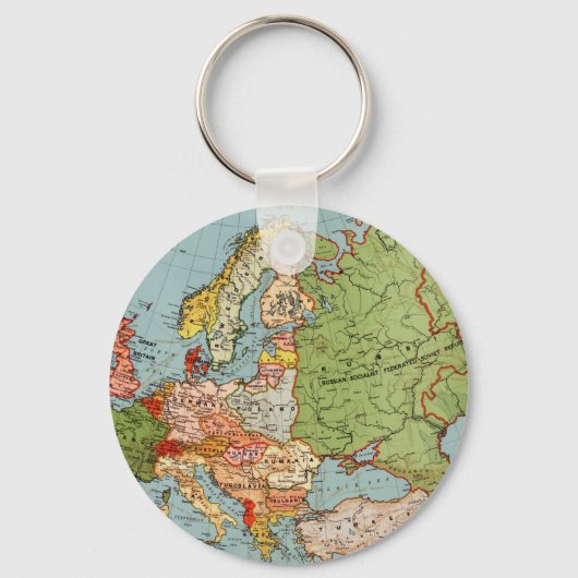 ヴィンテージヨーロッパ20世紀ベーコンの標準地図 キーホルダー (正面)