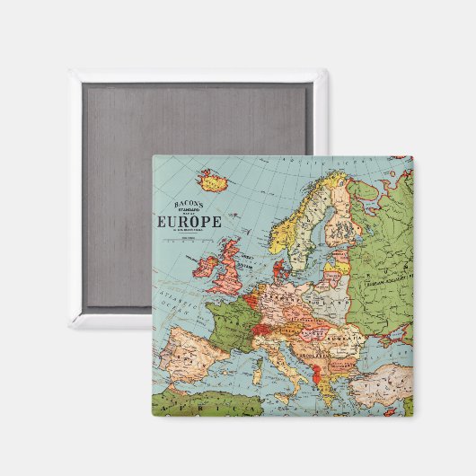 ヴィンテージヨーロッパ20世紀ベーコンの標準地図 マグネット (正面/裏面)