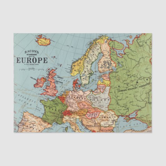 ヴィンテージヨーロッパ20世紀ベーコンの標準地図 薄葉紙 (正面)