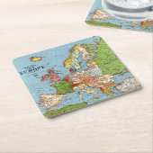 ヴィンテージヨーロッパ20世紀一般地図リトグラフ スクエアペーパーコースター (アングル)