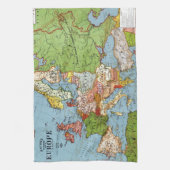 ヴィンテージヨーロッパ20世紀総合地図 キッチンタオル (縦)