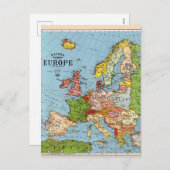 ヴィンテージヨーロッパ20世紀総合地図 シーズンポストカード (正面/裏面)