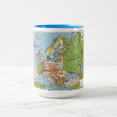 ヴィンテージヨーロッパ20世紀総合地図 ツートーンマグカップ (中央)