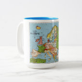 ヴィンテージヨーロッパ20世紀総合地図 ツートーンマグカップ (正面左)
