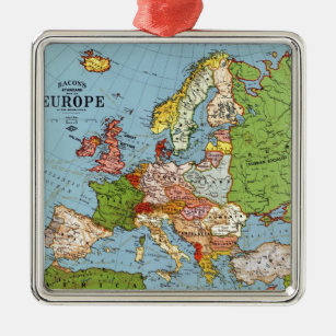 ヴィンテージヨーロッパ20世紀総合地図 メタルオーナメント