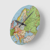 ヴィンテージヨーロッパ20世紀総合地図 ラウンド壁時計 (傾斜)