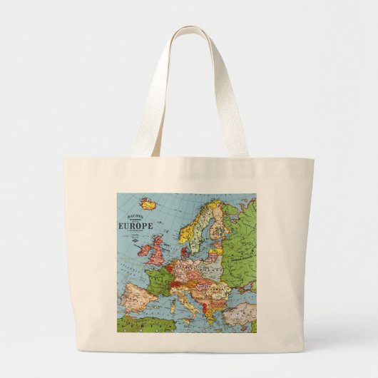 ヴィンテージヨーロッパ20世紀総合地図 ラージトートバッグ (正面)