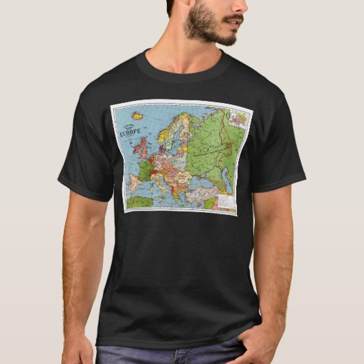 ヴィンテージヨーロッパ20世紀総合地図 Tシャツ (正面)