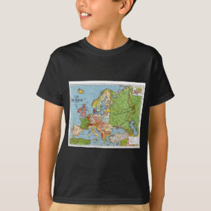 ヴィンテージヨーロッパ20世紀総合地図 Tシャツ