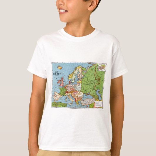 ヴィンテージヨーロッパ20世紀総合地図 Tシャツ (正面)