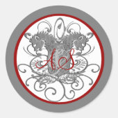 ヴィンテージライオンと渦巻き旋回2頭モノグラム ラウンドシール (正面)