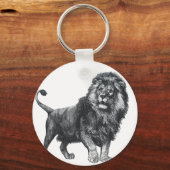 ヴィンテージライオンのスケッチ、前足を持ち上げ離れた キーホルダー (正面)