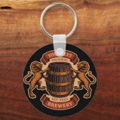 ヴィンテージライオンオークバレルパーソナライズされたブルワリービール キーホルダー (正面)