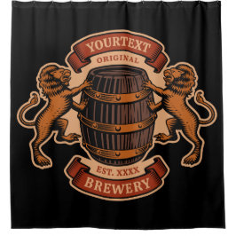 ヴィンテージライオンオークバレルパーソナライズされたブルワリービール シャワーカーテン