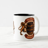 ヴィンテージライオンオークバレルパーソナライズされたブルワリービール ツートーンマグカップ (正面右)